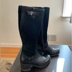 Clarks tall leather black boots